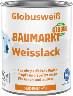 Produktbild von Globusweiß Weißlack weiß seidenmatt 750 ml