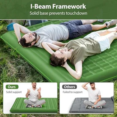 Productafbeelding van Famanu zelfopblaasbaar luchtbed met voetpomp - Campingmatras, 12 cm dik