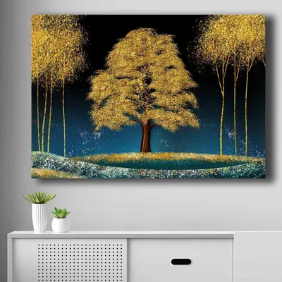 Image de Wallity, 70100NISC-043, Peinture décorative sur toile, 100 % PEINTURE (épaisseur : 2,8 mm), bleu, 70 x 100 cm