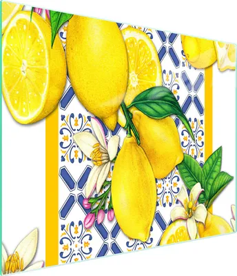 Obrázok produktu pre Sklenená doska na krájanie 52x30 citrónov