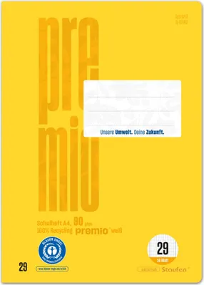 Produktbild von STAUFEN PREMIO 040782029 Heft LIN29 - A4, 16 Blatt, 5x9mm rautiert, gelb
