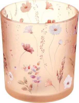Produktbild von Blumendekor Teelichtglas für stimmungsvolle Dekoration und romantisches Ambiente, 4 Stück