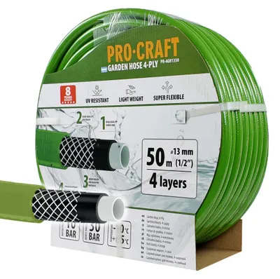Obrázek produktu pro Zelená zahradní hadice Procraft PR-4GH1350 4 vrstvy, 1/2" 50 m