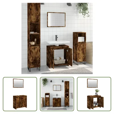 Produktbild von The Living Store 2-tlg. Badmöbel-Set Räuchereiche Holzwerkstoff