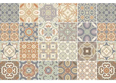 Image de Autocollants imitation carrelage pour la cuisine et la salle de bains – 24 autocollants Azulejos Adriano imitation carrelage en ciment – 24 autocollants de 15 x 15 cm