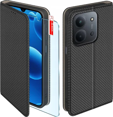 Zdjęcie produktu dla Etui MAGNET do Xiaomi Redmi 15C 5G Zamykane Czarne Futerał + Szkło 9H