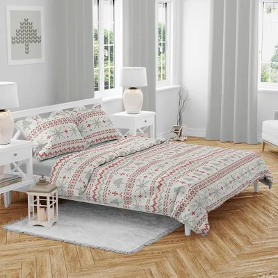Produktbild von Weihnachtsbettwäsche aus Baumwolle Rot Winter 140x200, 70x90 cm