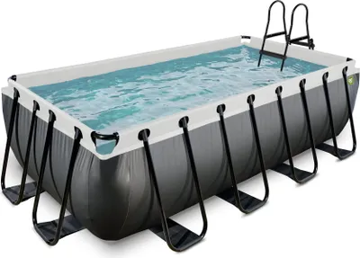 Produktbild von EXIT Black Leather Rahmenpool 400x200x100cm, Aufstellpool, mit Sandfilteranlage, Rechteckig, Schwarz