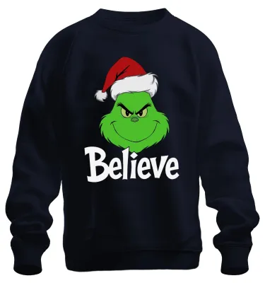 Obrázok produktu pre Veriť Grinch Vianoce Vtipný vianočný darček Rodina Uni mikina, námorná modrá, M