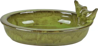 Produktbild von 1x Vogel Tränke oval creme grün petrol Bad Vogelbecken Futterschale Wasserstelle, Farbe:grün