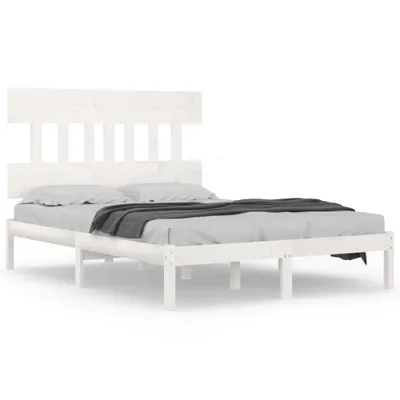 Image de vidaXL Lit en bois massif blanc 160x200 cm