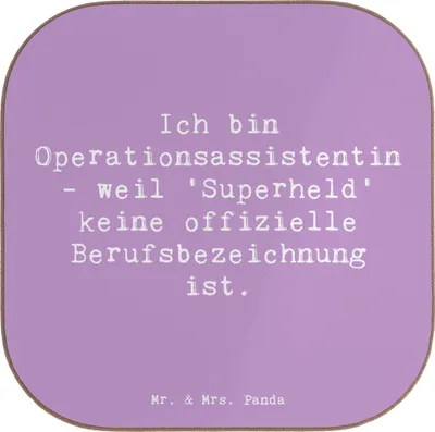Produktbild von Mr. & Mrs. Panda Tischuntersetzer Spruch Operationsassistentin Heldin - Lavendeltraum - Geschenk, Beruf, gläseruntersetzer, Untersetzer für Gläser, Stolz auf den, Pflege