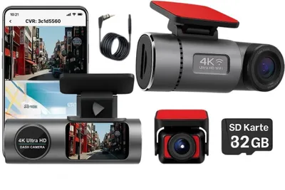 Produktbild von GOLDSTERN-TECH Dashcam GPS, WLAN, Nachtsicht & Parkmodus mit 32GB SD-Karte 4K Ultra HD Auflösung Video 8 MP Auflösung Foto