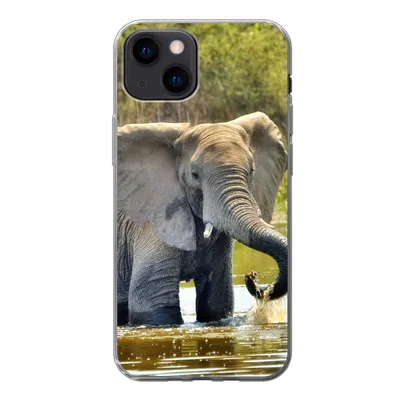 Produktbild von MuchoWow® Handyhülle Schutzhülle Hülle für iPhone 13 mini Elefant - Wasser - Tiere - Natur Silikon Softcase Handy Hülle - Softcase