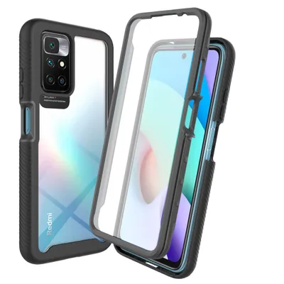 Immagine prodotto di Custodia per Xiaomi Redmi 10, paraurti con protezione dello schermo incorporata Custodia protettiva a 360° per tutto il corpo, nero