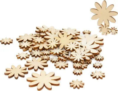 Produktbild von Oblique Unique 60 Holz Blumen Holzdeko Tischdeko Streudeko für Ostern Geburtstag JGA Hochzeit Basteln Echtholz