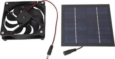 Obrázek produktu pro Solární ventilátor 50 W, přenosný, pro skleníky, kůlny, kurníky, chlévy, okenní odvětrávání