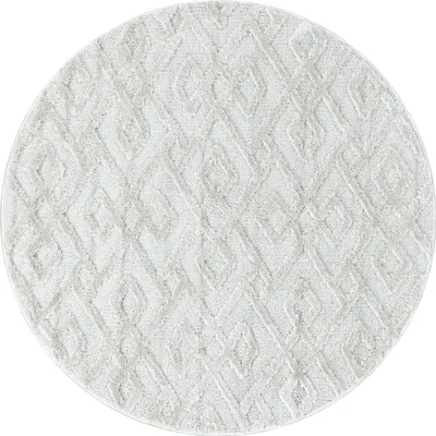 Produktbild von Homebyhome Teppich Wohnzimmer Hoch-Tief Effekt 3D Optik Skandinavische Boho Design Elegante Hochflor Teppich Flauschig, Grösse: 80 cm Rund