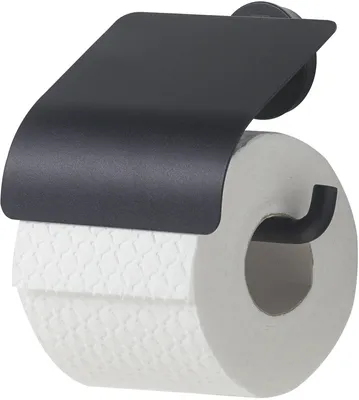 Produktbild von Tiger Tiger Urban - Toilettenpapierhalter mit Klappe - Toilettenpapierhalter - Kein Bohren mit TigerFix (separat erhältlich) - Schwarz