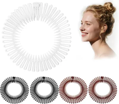 Produktbild von 5-teiliges, dehnbares Vollkreis-Haarkamm-Set – Elegante Haarstyling-Accessoires für Damen und Mädchen – 3 klassische Farben