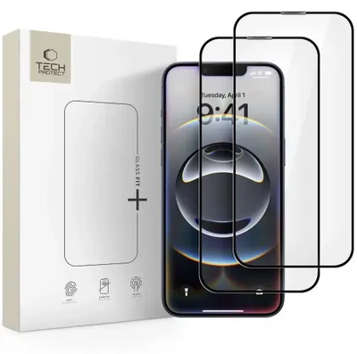 Image de Szkło Hartowane Tech-Protect Glass Fit+ 2-Pack Iphone 13 / 13 Pro / 14 / 16E Noir