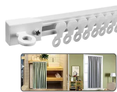 Produktbild von Selbstklebende Vorhangschiene 2.3m Kunststoff Decken-/Wandmontage Raumteiler Duschfenster