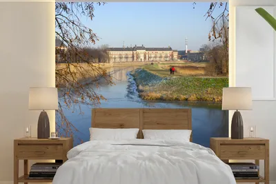 Produktbild von MuchoWow® Fototapete für Wohnzimmer oder Schlafzimmer Wandtapete Vinyl Motivtapete Den Bosch im Winter und ein zugefrorener Fluss in den Niederlanden - 260x260 cm - Papiertapeten