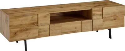Produktbild von WOHNLING Lowboard Holz Eiche-Nachbildung 160x46x43 cm TV-Kommode mit zwei Türen, Design TV-Schrank Hoch, Fernsehtisch Fernsehschrank Modern, Fernsehkommode Wohnzimmer