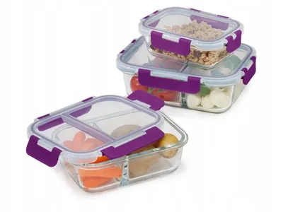 Produktbild von ERNESTO® Frischhaltedosen-Set, 3-teilig, grün/lila (lila) -