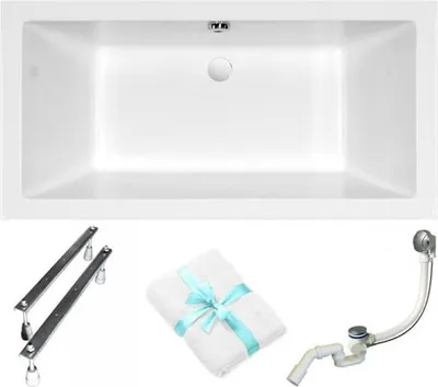 Obrázok produktu pre Cersanit | Vaňa – obdĺžniková vaňa – Intro – 150 x 75 cm – so sifónom a nožičkami – pohodlné používanie – akrylát – biela