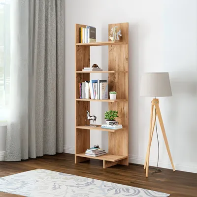 Obrázek produktu pro Knihovna "Vireftere" 176 x 62 x 29 cm otevřený stojící regál s 5 policemi vzhled dřeva
