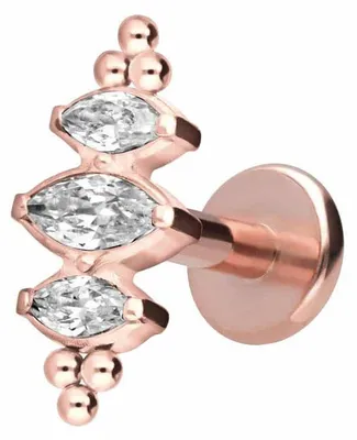 Produktbild von Ohrpiercing, Nasenpiercing Titan Labret mit Innengewinde 3 KRISTALLTROPFEN + KUGELN RoséGold Stablänge: 10mm | Stabstärke: 1,2mm