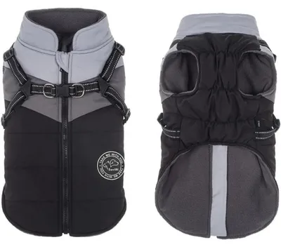 Produktbild von Wasserdichter Hundemantel Winter Warme Jacke Winddicht für kleine mittelgroße Hunde S Schwarz + Grau