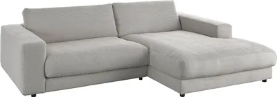 Produktbild von KAWOLA Sofa MADELINE Ecksofa Cord steingrau Longchair rechts