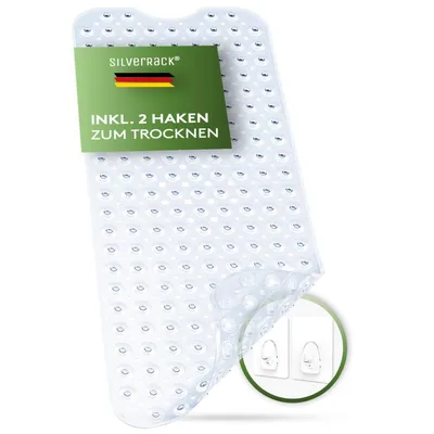 Produktbild von SilverRack Badewannenmatte 100x40 cm (Transparent) Antirutschmatte Badewanne für Kinder und Babys - Duschmatte schimmelresistent & maschinenwaschbar