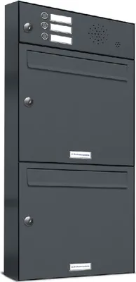 Produktbild von 2er Briefkasten Anlage Aufputz - Wandmontage RAL 7016 Anthrazit 3 Klingel