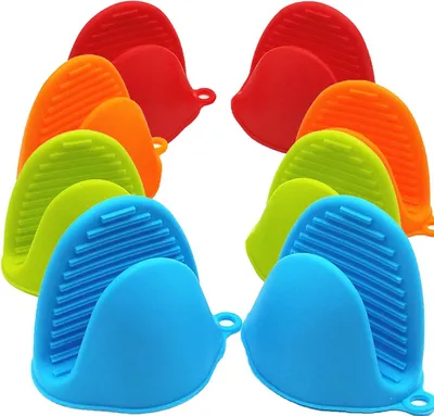 Produktbild von 4 Paar Silikon-Kochgriffe Ofenhandschuhe Topflappen für Küche Kochen & Backen