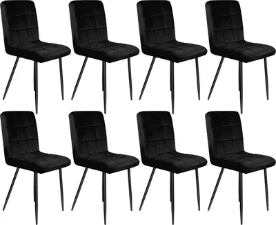 Produktbild von 8er Set Esszimmerstühle Küchenstuhl Polsterstuhl Sitzfläche aus Samt mit Rückenlehne für Küche Esszimmer Schwarz