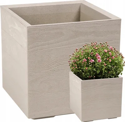 Produktbild von Lamela Blumentopf | Karo | 40cm | Milchkaffee Holz