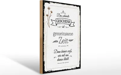 Produktbild von Holzschild Das schönste Geschenk ist gemeinsame Zeit, 40x30 cm, Holzschilder Spruch Glück Weisheit