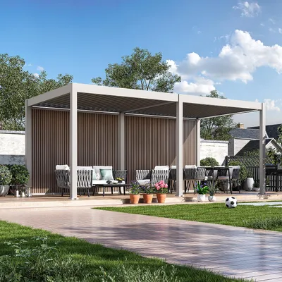 Immagine prodotto di Schermatura in WPC effetto legno teak per pergola