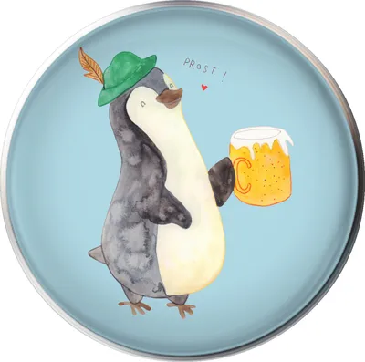 Produktbild von Mr. & Mrs. Panda Waschbecken Stöpsel Pinguin Bier - Eisblau - Geschenk, waschbeckenstöpsel, Ablaufgarnitur, , Feierabend, Abfluss-Stopfen, Beschwippst
