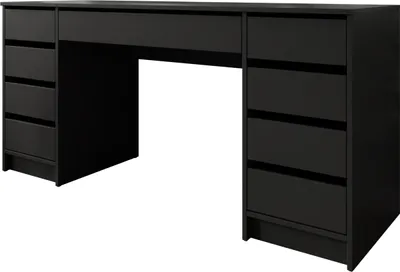 Produktbild von MIRJAN24 Schreibtisch und Schminktisch Ada Bis, Schlafzimmer Kosmetiktisch mit neun Schubladen (Farbe: Schwarz)
