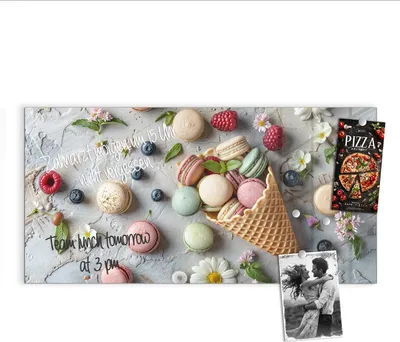 Produktbild von Magnettafel 100x50cm Pinnwand Whiteboard beschreibbar - Macarons im Sommer
