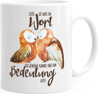 Produktbild von Kaffee-Tasse Liebe ist nur ein Wort Eule Geschenk Liebe Spruch Tasse Liebessprüche MoonWorks® weiß unisize