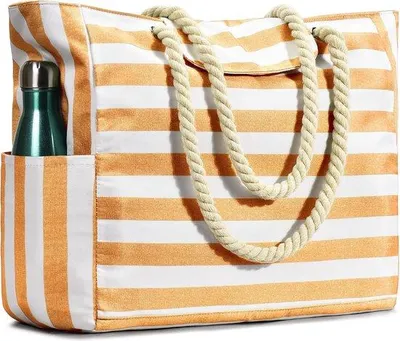 Immagine prodotto di Grande borsa da spiaggia da donna, XXL, effetto slavato, con fibbia, gialla, impermeabile.