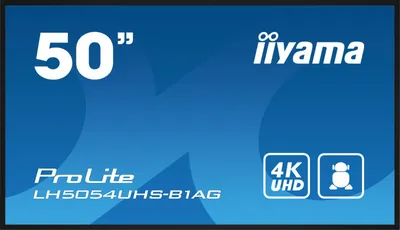 Produktbild von 50" 3840x2160, UHD VA panel,  Haze 25%, 500cd/m2, Landscape and Portrait, Signal FailOver, Speakers 2x 10W, Multiple Inputs (DVI-I (VGA), HDMI 3x), DP-out (MST/Mirror/Tiling), USB 2.0 x2, WiFi, LAN, Media Play USB Port, Control LAN / RS232C, iiSignage2 (CM