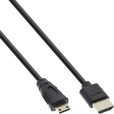 Image de InLine® 17555C Câble HDMI Superslim A à C, HDMI High Speed avec Ethernet, Premium, noir / or, 0,5m