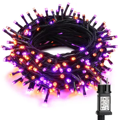 Halloween Lichterkette 25m 200 LED Orange & Lila, IP44, 8 Modi