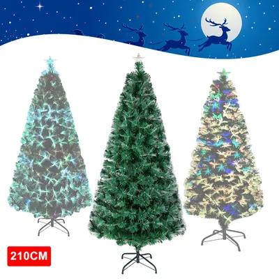 Obrázek produktu pro LARS360 Vánoční stromek s LED osvětlením Vánoční stromek Umělá dekorace Stromek - 210 cm - se skleněnými vlákny Změna barvy